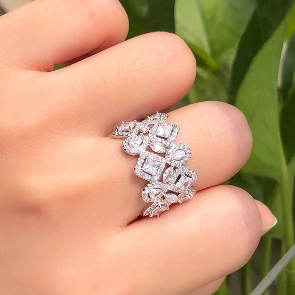 Adjustable Cz Elegant Silver Ring - image 2